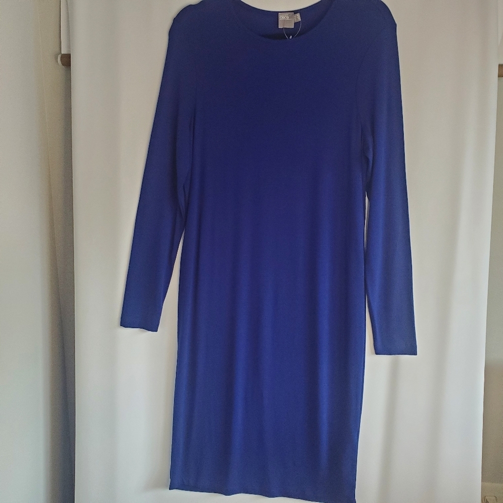 ASOS Size 12 Cobalt Blue scoop neck 3/4 sleeve midi jersey knit dress